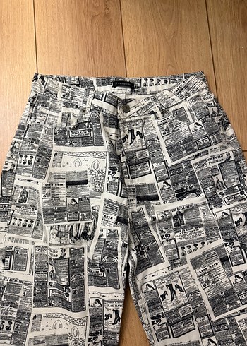 Gri Baskılı Salaş Kadın Kot Pantolon - Görsel 2