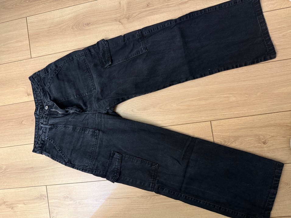 Kadın Siyah Bol Kesim Midi Kot Pantolon - Görsel 2