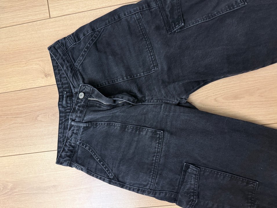 Kadın Siyah Bol Kesim Midi Kot Pantolon - Görsel 3