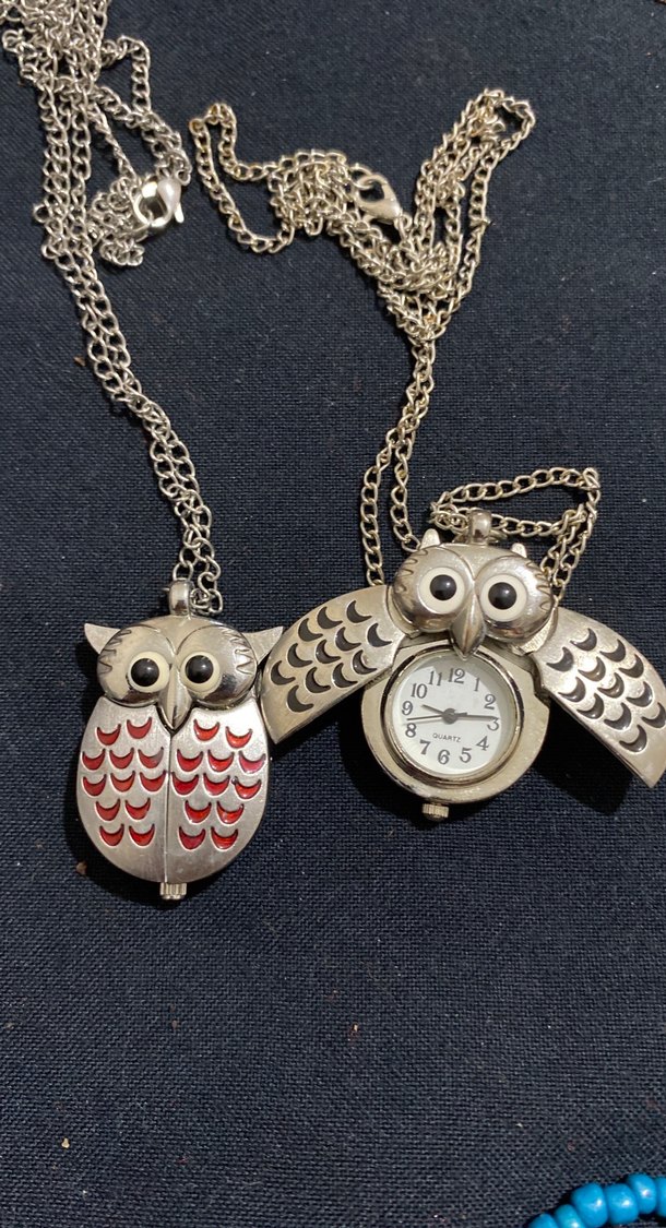 Gri Renkli Baykuş Desenli Zincirli Kolye - Görsel 3