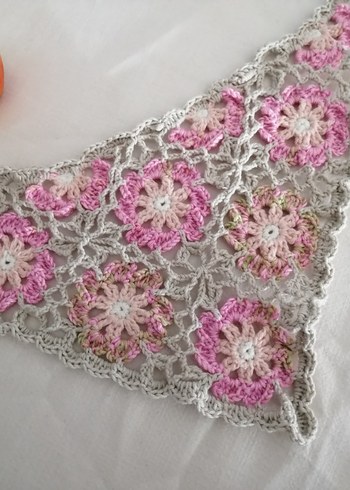 Diğer Dantel Detaylı Pembe Bohem Bandana