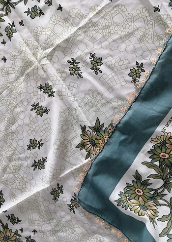 Dantel Kenarlı Bohem El Boyaması Kadın Fular - Görsel 4