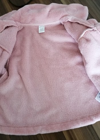 Düğmeli Pembe Kız Çocuk Polar Ceket - Görsel 3