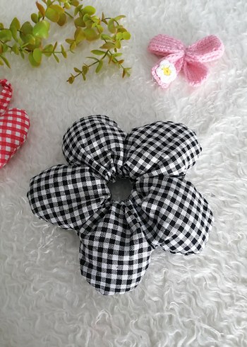 Renkli Çiçek Desenli Lastikli Saç Tokası - Görsel 3