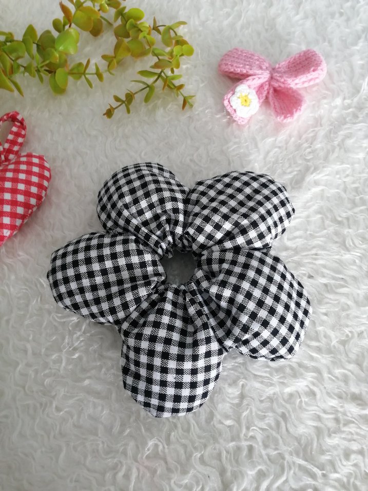 Renkli Çiçek Desenli Lastikli Saç Tokası - Görsel 3