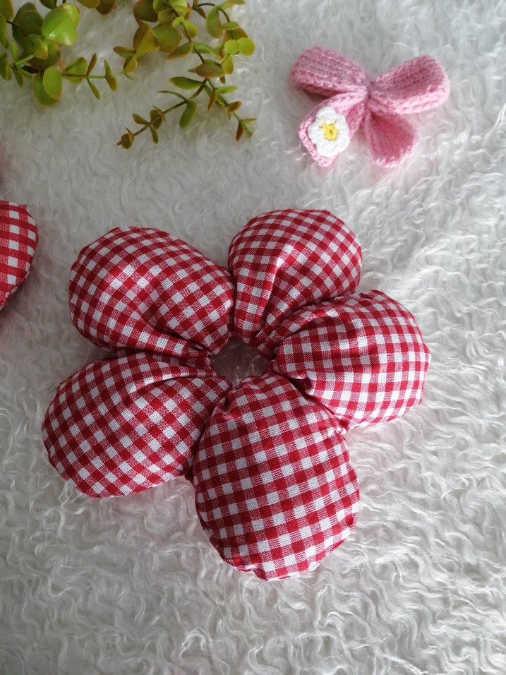 Renkli Çiçek Desenli Lastikli Saç Tokası - Görsel 4