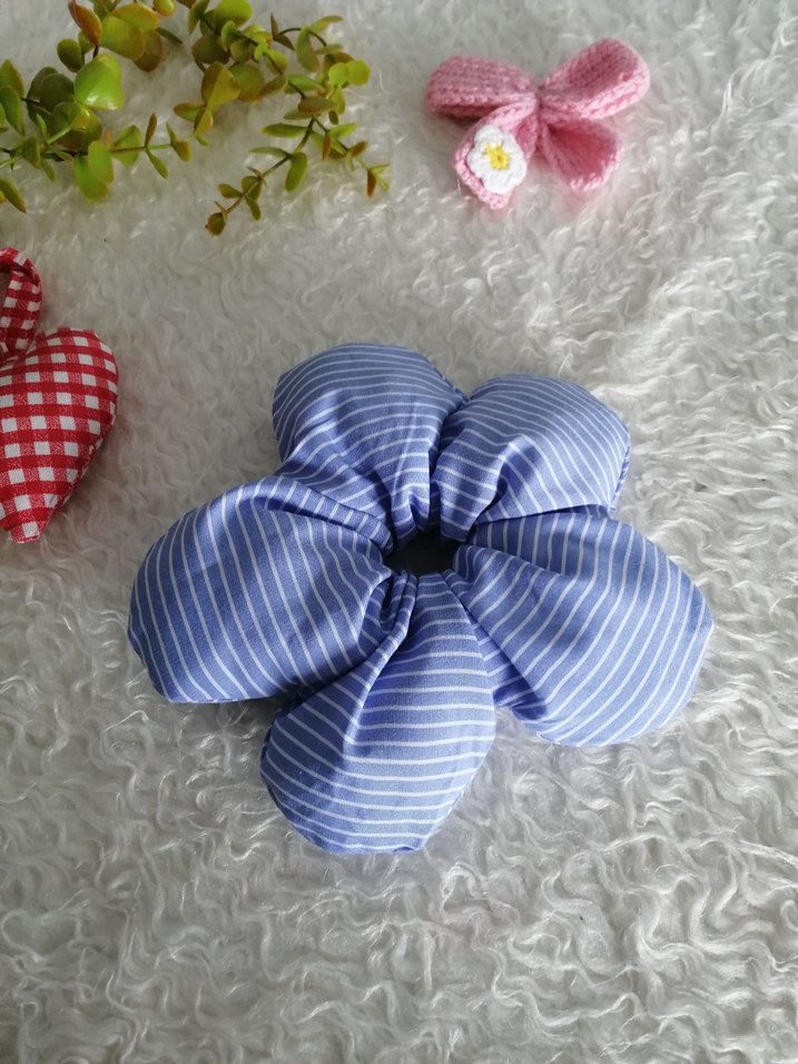 Renkli Çiçek Desenli Lastikli Saç Tokası - Görsel 5