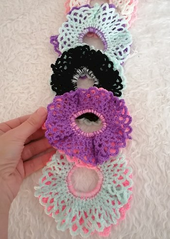 Dantel Detaylı Renkli Örgü Saç Tokaları - Görsel 2