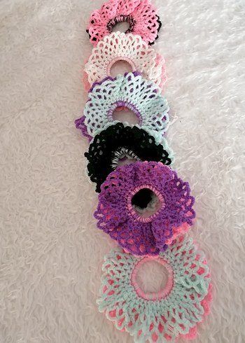 Dantel Detaylı Renkli Örgü Saç Tokaları - Görsel 4