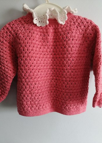 Kız Çocuk Pembe Örgü Hırka - Görsel 5