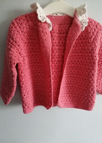 Kız Çocuk Pembe Örgü Hırka - Görsel 3