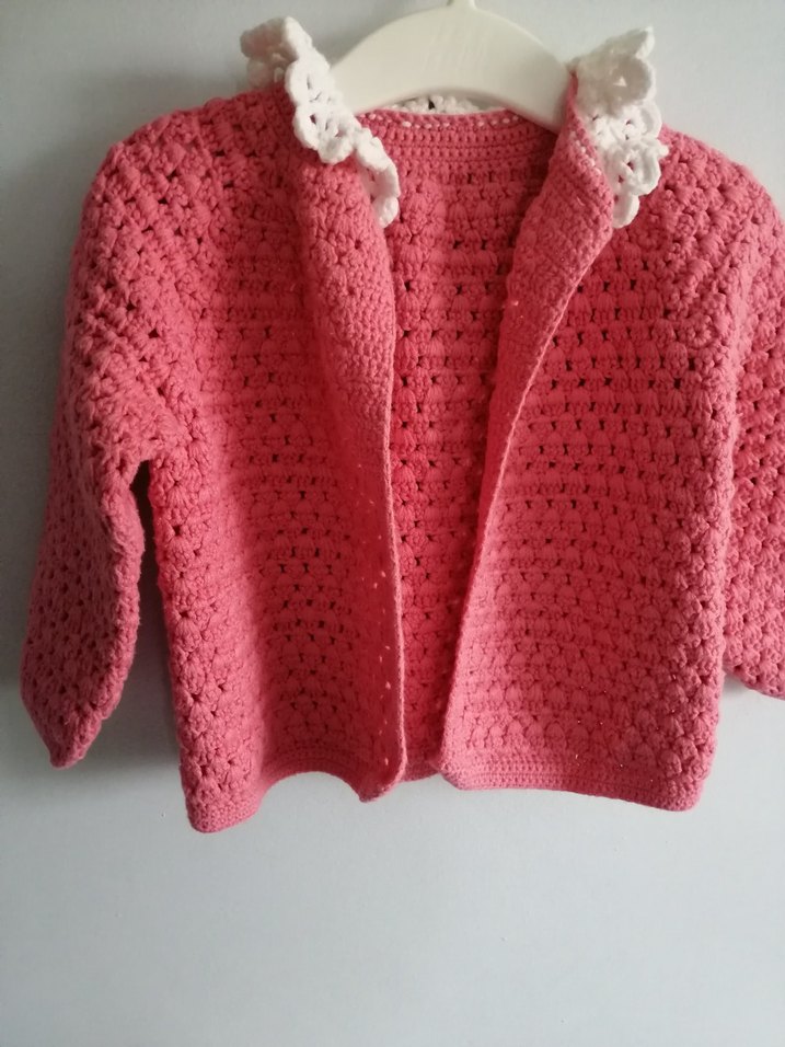 Kız Çocuk Pembe Örgü Hırka - Görsel 3