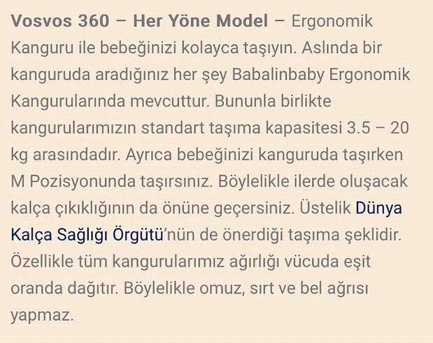  Beden Ergonomik Kanguru