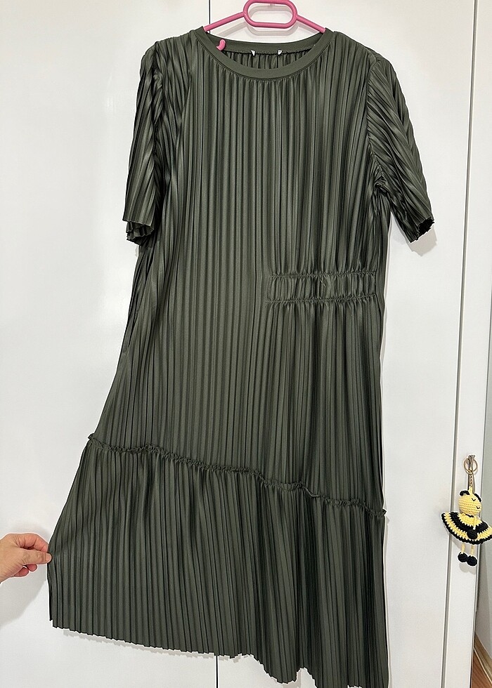 Haki renk elbise - Görsel 2