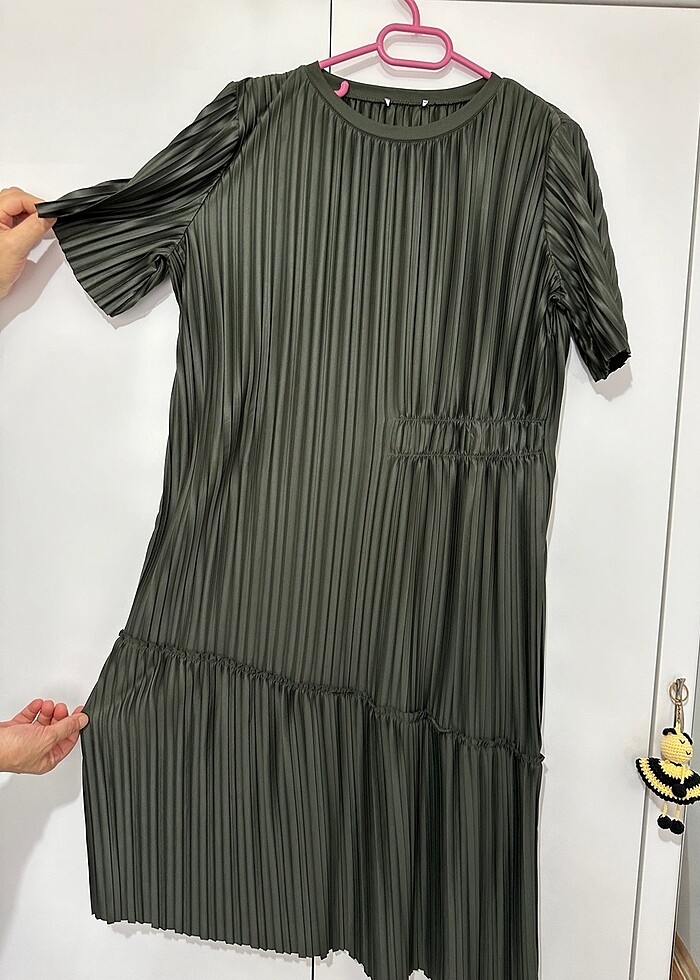Haki renk elbise - Görsel 4