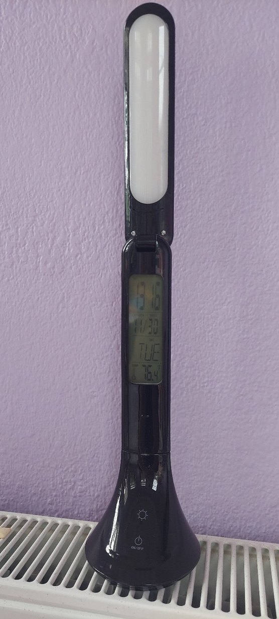 Kırmızı Uğur Böceği Aksesuarlı Siyah Lamba , dijital saat,takvim - Görsel 2