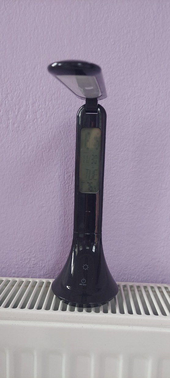 Kırmızı Uğur Böceği Aksesuarlı Siyah Lamba , dijital saat,takvim - Görsel 4