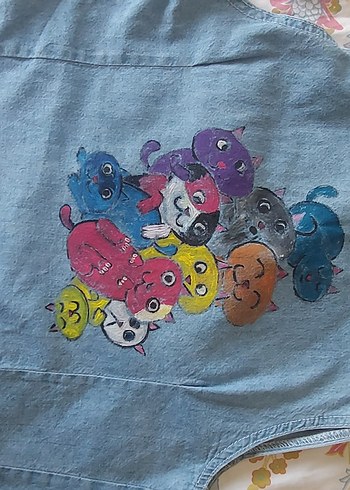 Mavi Düğmeli Kolsuz Denim Yelek - Görsel 4