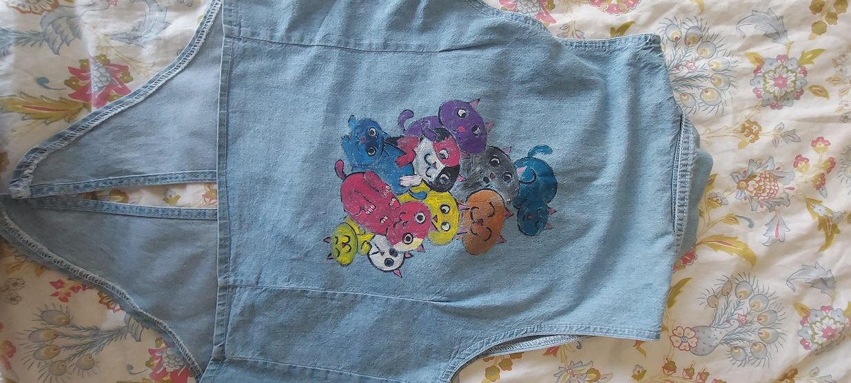 Mavi  Düğmeli Kolsuz Denim Yelek - Görsel 4