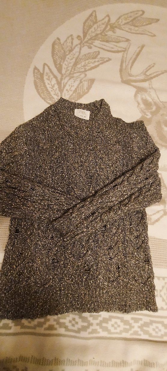 Zara 11 12 Yaş Omzu Açık Örgü  Kazak - Görsel 2