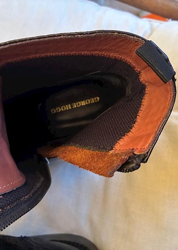 George Hogg koyu kahverengi Yılan Desenli %100 Deri Biker Bot - Görsel 16