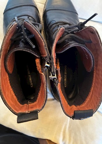 George Hogg koyu kahverengi Yılan Desenli %100 Deri Biker Bot - Görsel 11