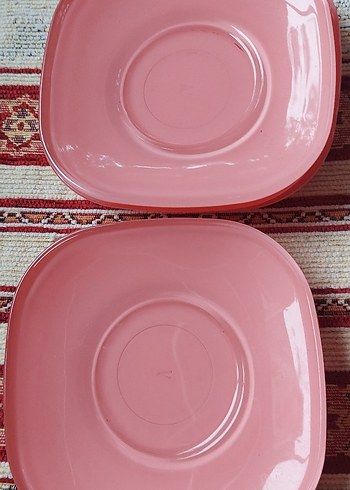Lav 5 Adet Pembe Kare Çay Tabağı - Görsel 2