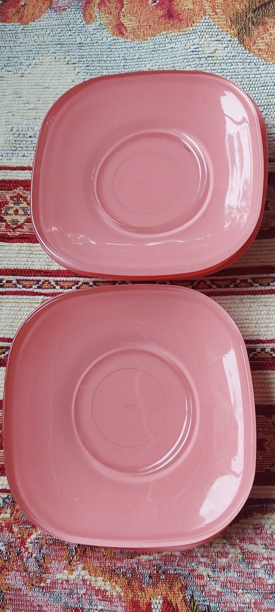 Lav 5 Adet Pembe  Kare Çay Tabağı - Görsel 2