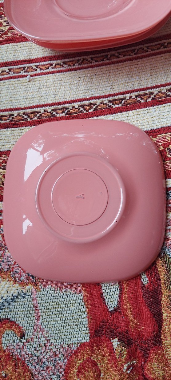 Lav 5 Adet Pembe  Kare Çay Tabağı - Görsel 3