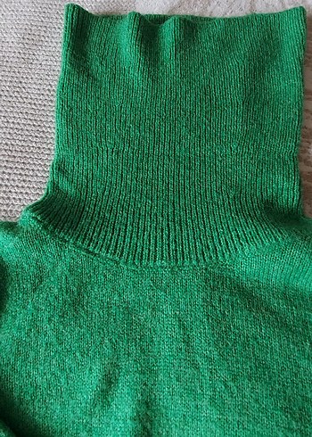 Yeşil Balıkçı Yaka Triko Kadın Kazak - Görsel 4