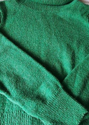 Yeşil Balıkçı Yaka Triko Kadın Kazak - Görsel 2