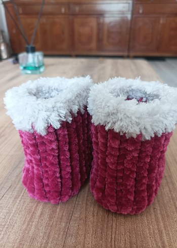 Kız Çocuk Pembe Örgü Sıcak Panduf - Görsel 2