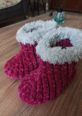 Kız Çocuk Pembe Örgü Sıcak Panduf - Görsel 3