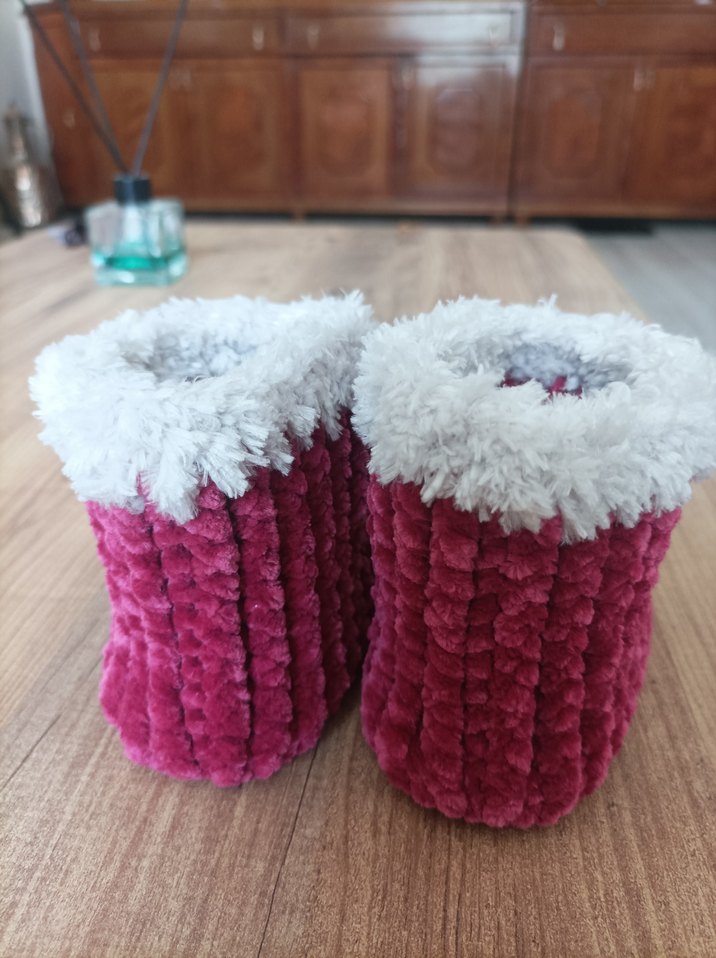 Kız Çocuk Pembe Örgü Sıcak Panduf - Görsel 2