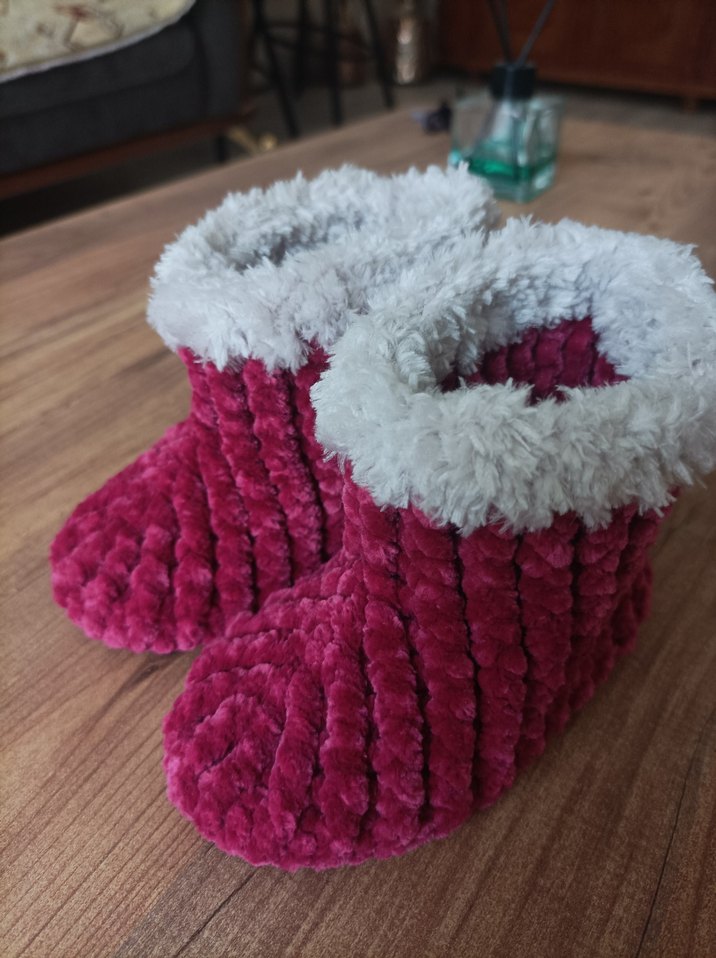 Kız Çocuk Pembe Örgü Sıcak Panduf - Görsel 3