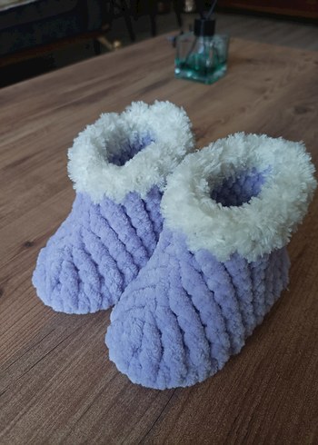 Lila Örgü Kız Çocuk Ev Terliği - Görsel 2