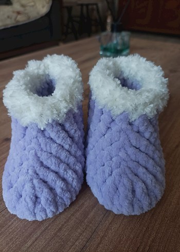 Lila Örgü Kız Çocuk Ev Terliği - Görsel 3