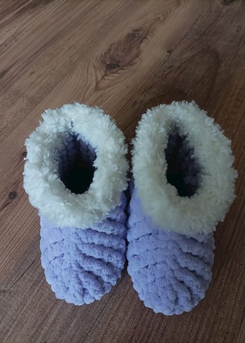 Lila Örgü Kız Çocuk Ev Terliği - Görsel 4