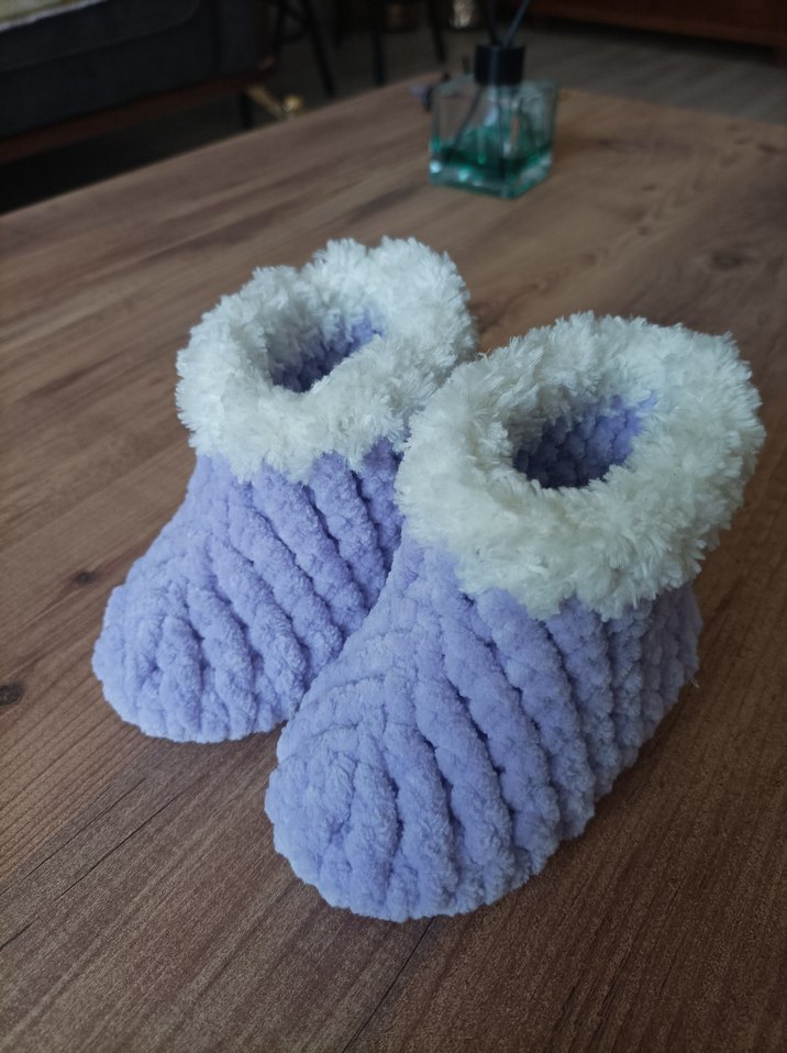 Lila Örgü Kız Çocuk Ev Terliği - Görsel 2