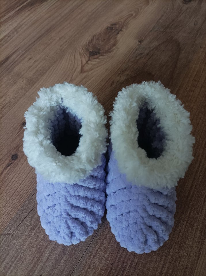 Lila Örgü Kız Çocuk Ev Terliği - Görsel 4