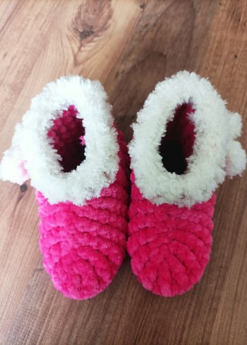 Kızlar için Pembe Sıcak Peluş Ev Terliği - Görsel 2