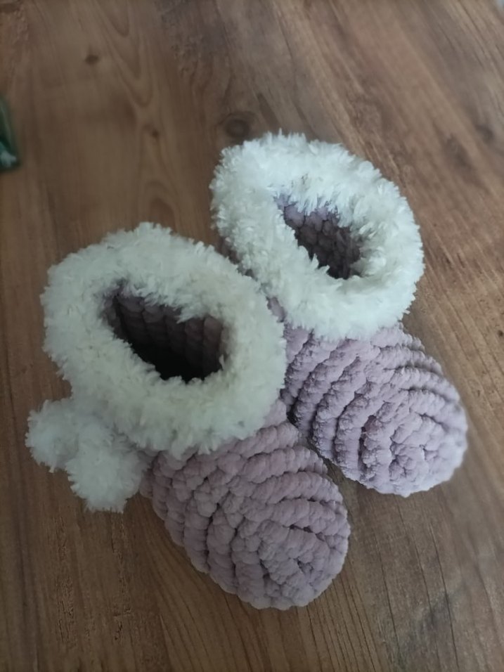 Pudra pembesi Örgü Kız Çocuk Sıcak Terlik - Görsel 4