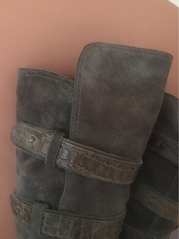 Orjınal tergan uzun deri çizme - Görsel 6