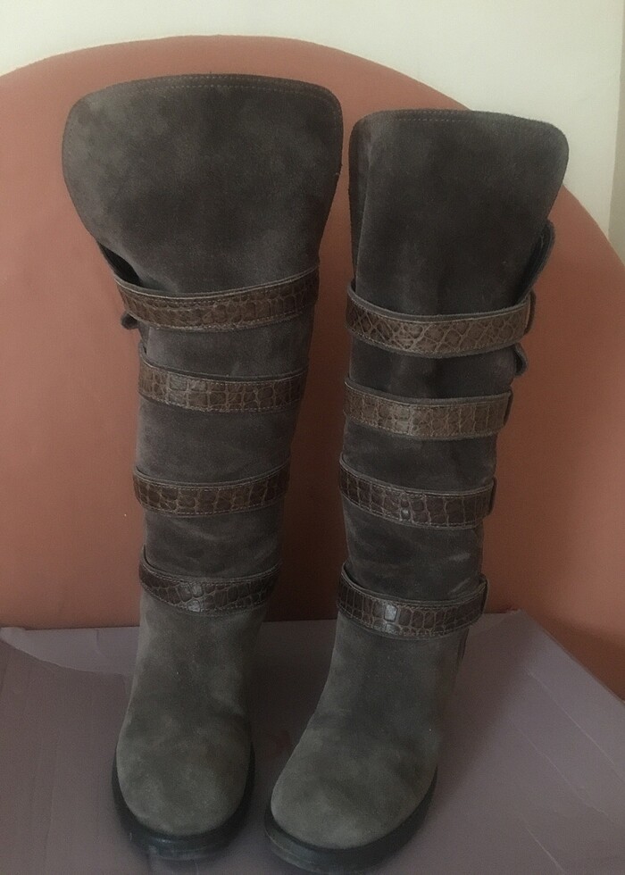 Orjınal tergan uzun deri çizme - Görsel 2