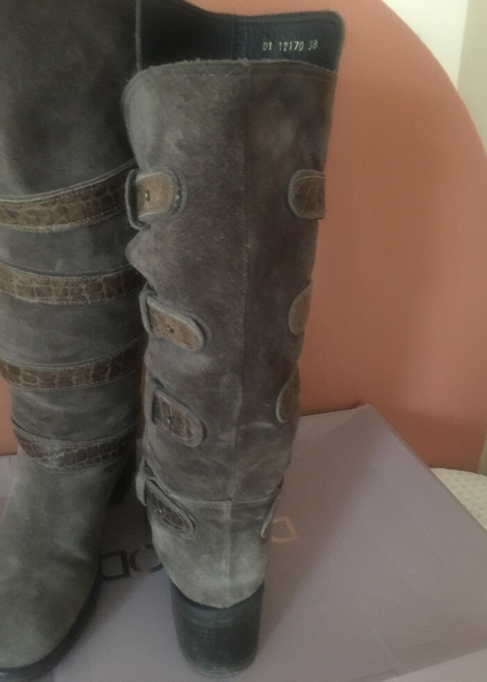 Orjınal tergan uzun deri çizme - Görsel 3