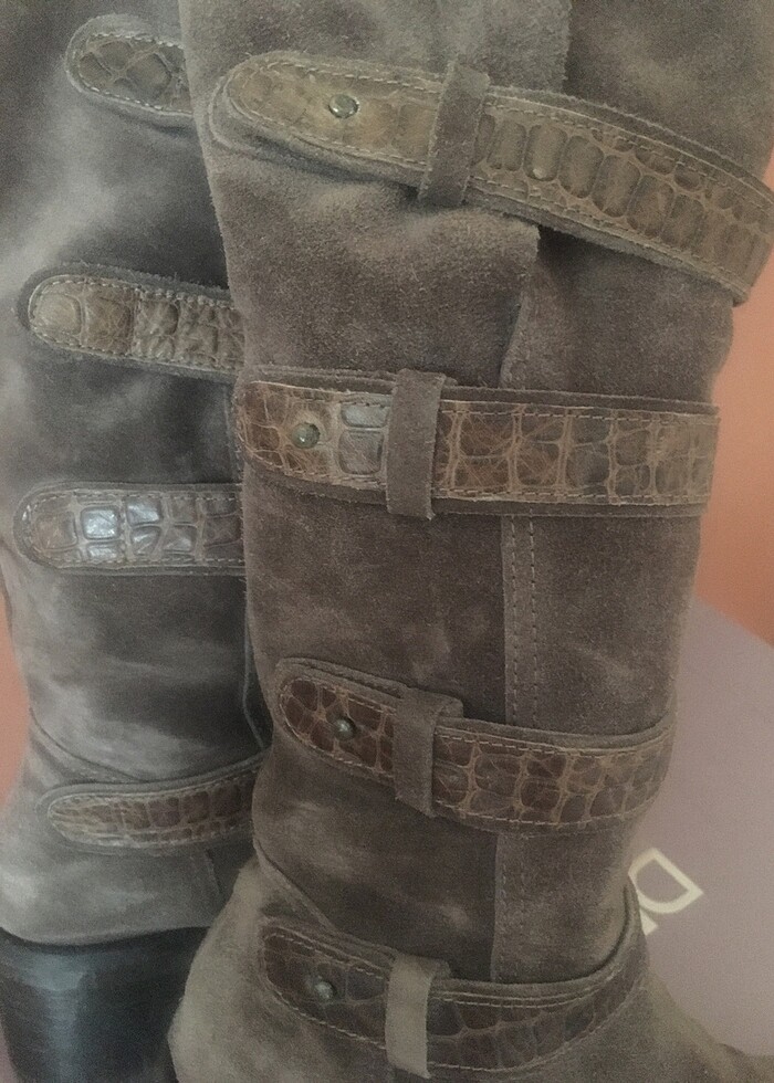 Orjınal tergan uzun deri çizme - Görsel 4