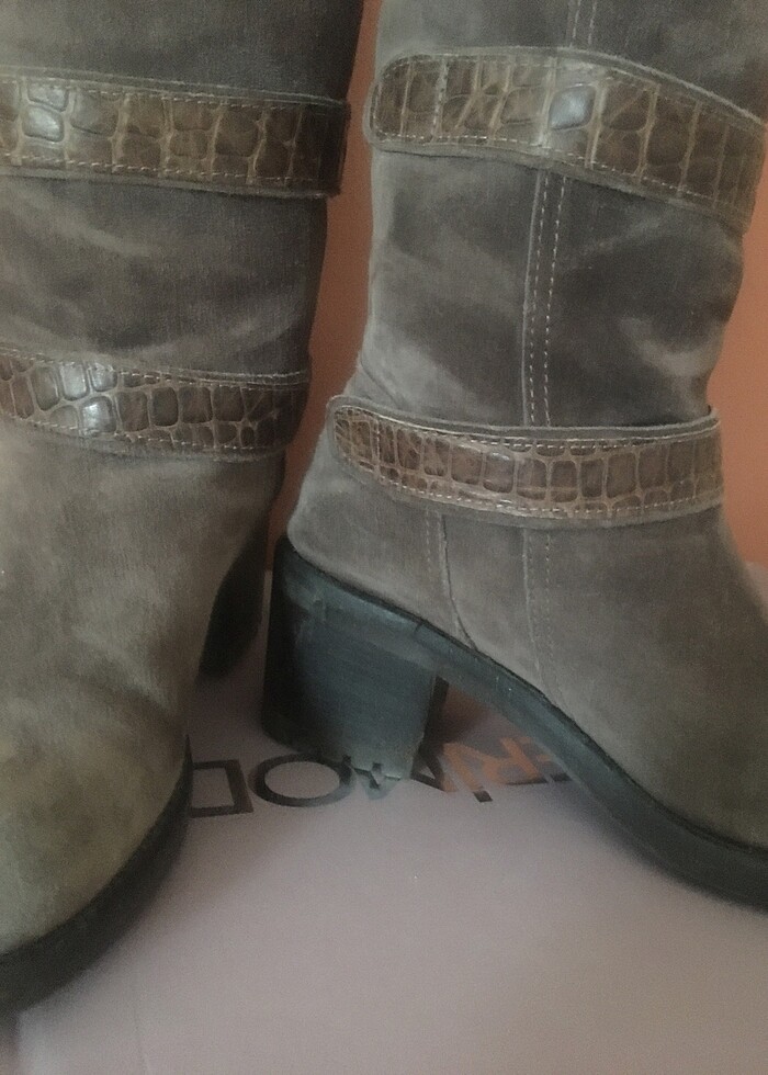 Orjınal tergan uzun deri çizme - Görsel 5