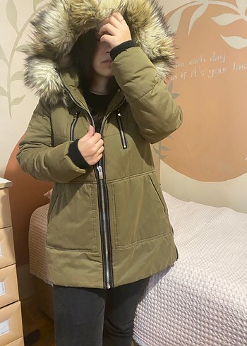 Kürk Detaylı Kahverengi Midi Kaban - Görsel 2