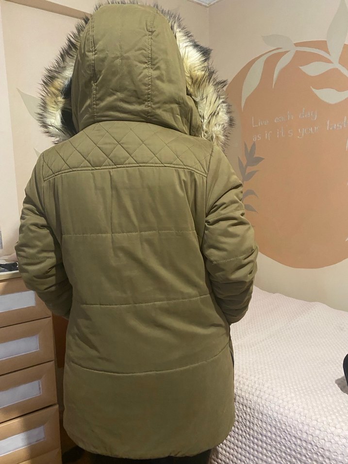 Kürk Detaylı Kahverengi Midi Kaban - Görsel 3