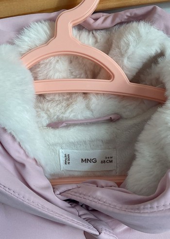 Mango Kız Çocuk Pembe Kapüşonlu Düğmeli Mont - Görsel 5